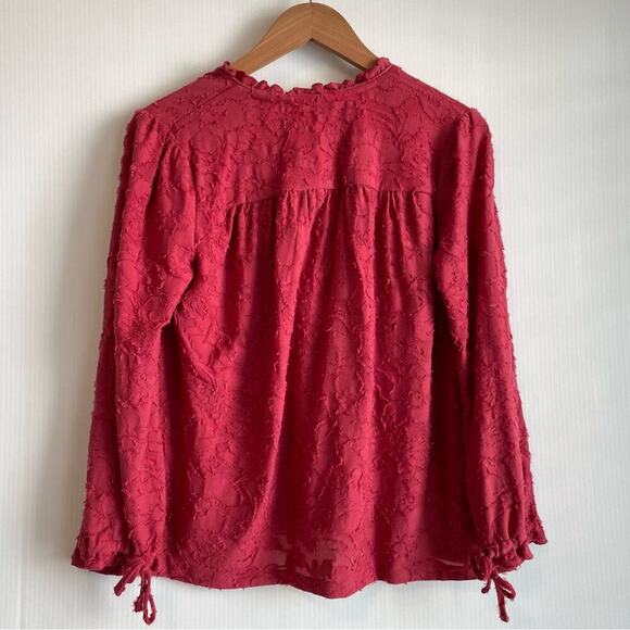 Lucky Brand textured long sleeve top red tie cuffs size small - Picture 6 of 7